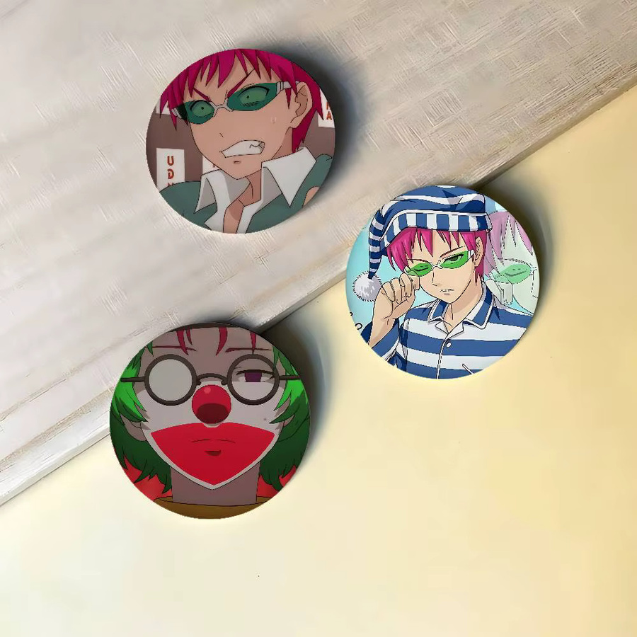 Saiki K Emaille-Pins, runde Abzeichen, Weißblech - Bild 2