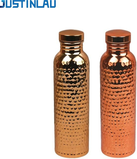 JUSTINLAU Sportwasserflasche aus Edelstahl 304 mit Hammermuster in Gold, 800 ml - Bild 1