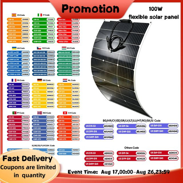 JINGYANGPV 100W PET Flexibles Monokristallines Solarmodul Tragbares Solarladegerät in Schwarz für Wohnmobile Camping Yachten und Outdoor-Batterieversorgung - Bild 1
