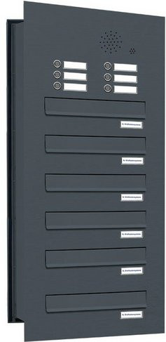 AL Briefkasten für 6 Parteien, Mauerdurchwurf, grau, B/H/T: 38,5 x 92 x 48,0 cm - Bild 1
