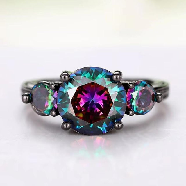 Huitan Ring Schwarz, Zirkonia, Kupfer, Damen - Bild 1