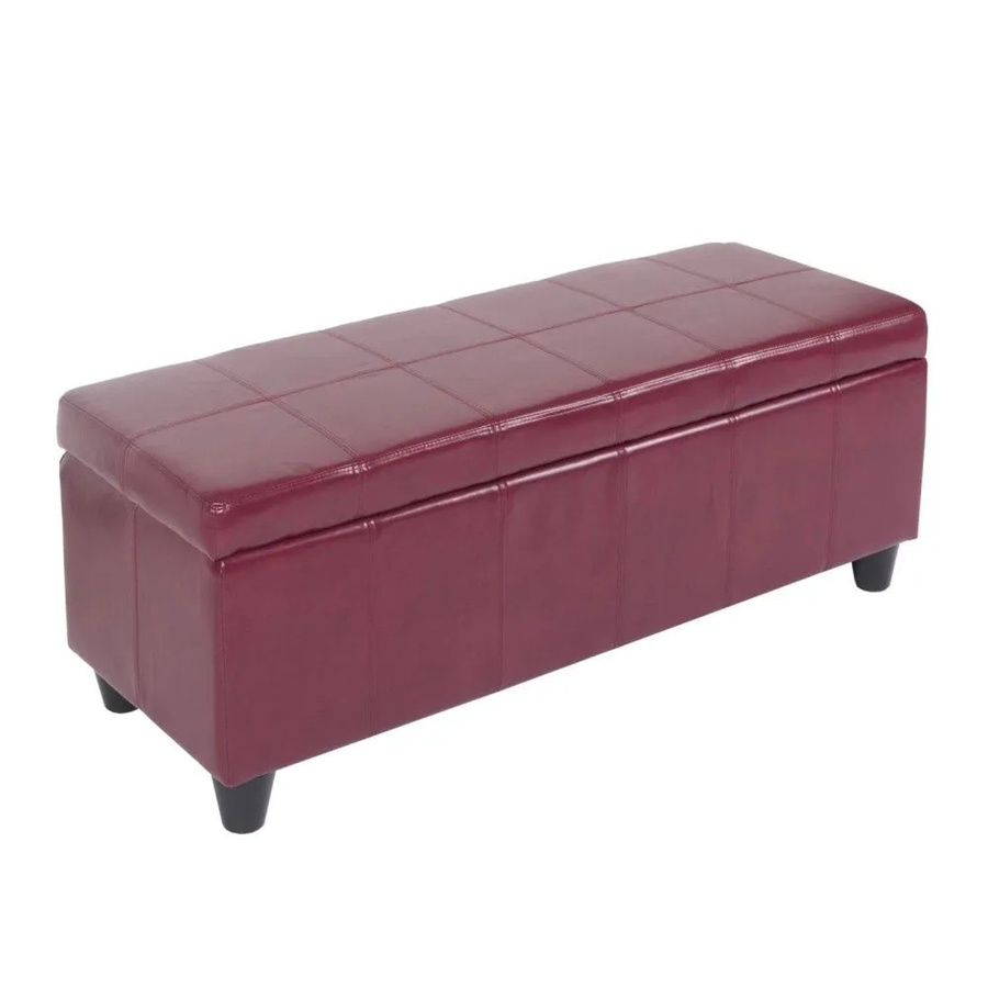 MCW Sitzbank Arezzo mit Aufbewahrung aus Leder und Kunstleder, Rot, B/T/H: 112 x 45 x 45 cm - Bild 3