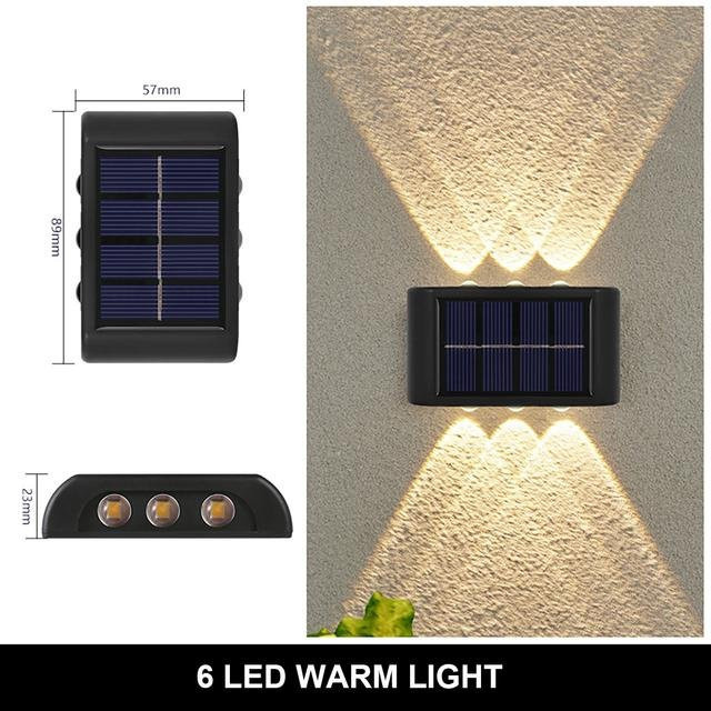 SHIJIN Light LED Solar-Wandleuchte für den Außenbereich in Schwarz mit warmweißem Licht und Up-and-Down-Beleuchtung - Bild 1