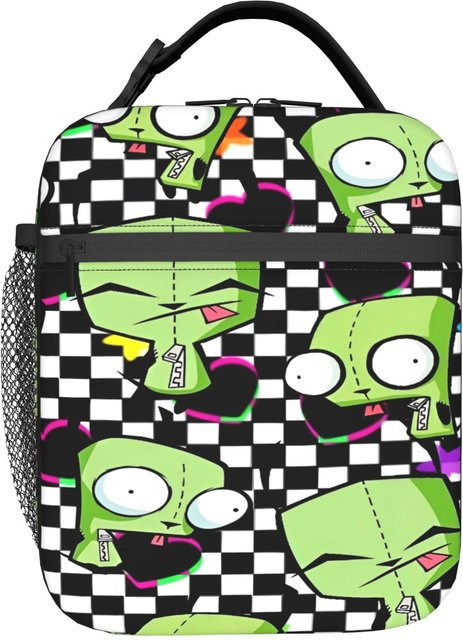 Invaders Zims Lunchtasche Gir Dib Retro Brotdose von Fancy Style Studio, Thermische Kühltasche aus Oxford-Stoff in Mehrfarbig - Bild 1
