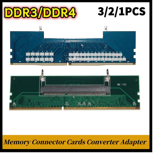 VODOOL RAM Konverter Adapter von Laptop DDR4/DDR3 SODIMM zu Desktop DIMM Speicher Anschlusskarte in Blau - Bild 1