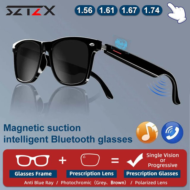 SZTZX Smartglasses Sonnenbrille, Herren, Vollrand, Schwarz, Kunststoff, polarisiert - Bild 1