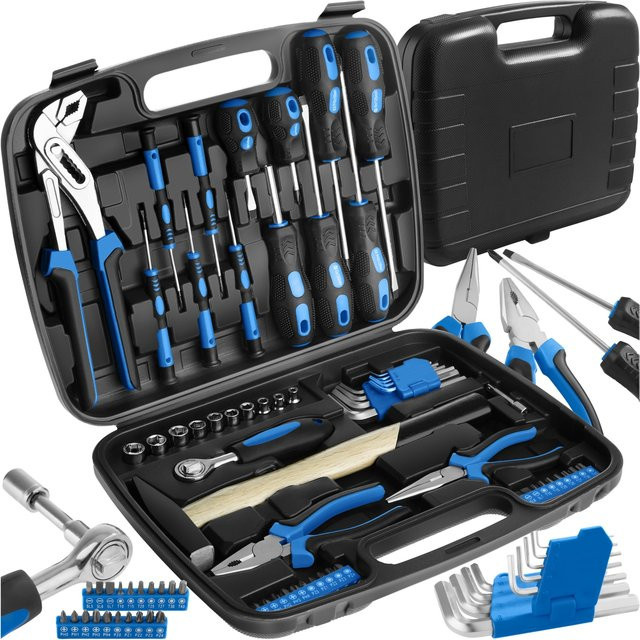 tectake Werkzeugkoffer Luigi, 57-teiliges Sortiment, Schwarz, B/T/H: 36 x 28 x 6 cm - Bild 1