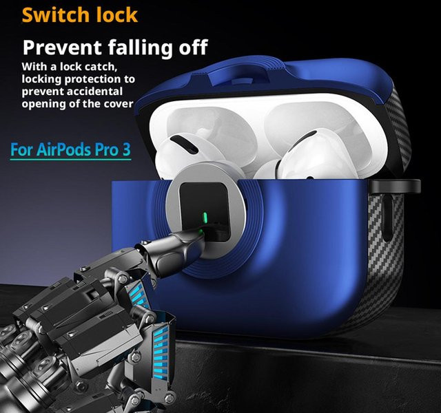 Stoßfeste Hartschalen-Kopfhörerhülle im Kamera-Design für Apple AirPods Pro 3 in Weiß und Blau - Bild 1