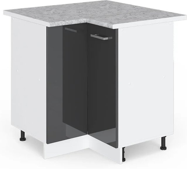 Vicco Eckunterschrank R-Line Küchenunterschrank in Anthrazit Hochglanz und Weiß, B/T/H: 76 x 60 x 82 cm - Bild 1