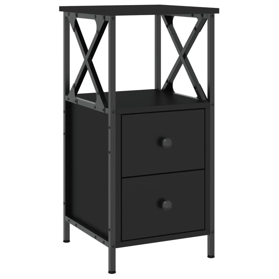 vidaXL Nachttisch in Schwarz aus Holzwerkstoff und Eisen, B/T/H: 34 x 35,5 x 70 cm - Bild 2