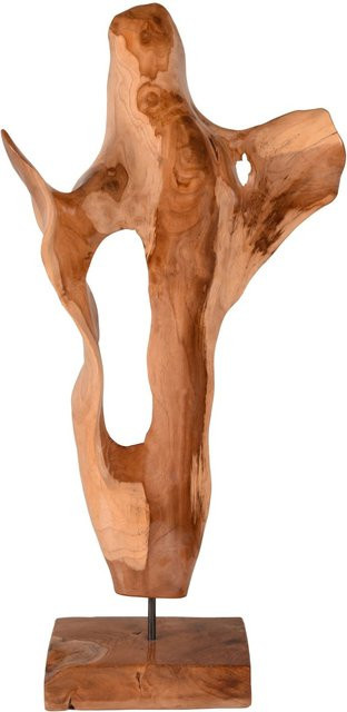 DELUKE Deko-Skulptur INÉS aus Teakholz in Braun, abstrakte Tischdekoration, B/T/H: 85 x 43,5 x 17 cm - Bild 1