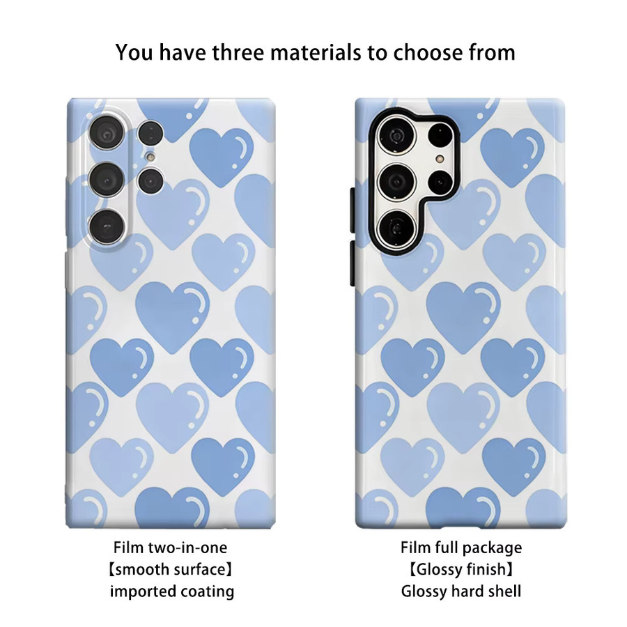 Potdemiel Handyhülle Baby Blue Hearts für Samsung Galaxy S26 S25 Ultra S24 S23 Ultra Plus Stoßfeste Doppelschicht Robuste Rückabdeckung in Blau - Bild 2