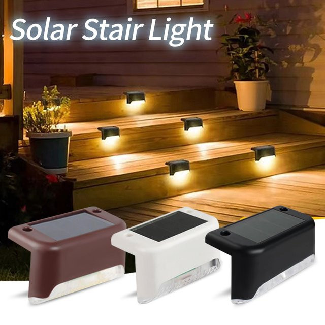 Aamasun LED-Solar-Treppenlicht in Schwarz mit warmweißem Licht für Garten, Terrasse und Innenhof - Bild 1