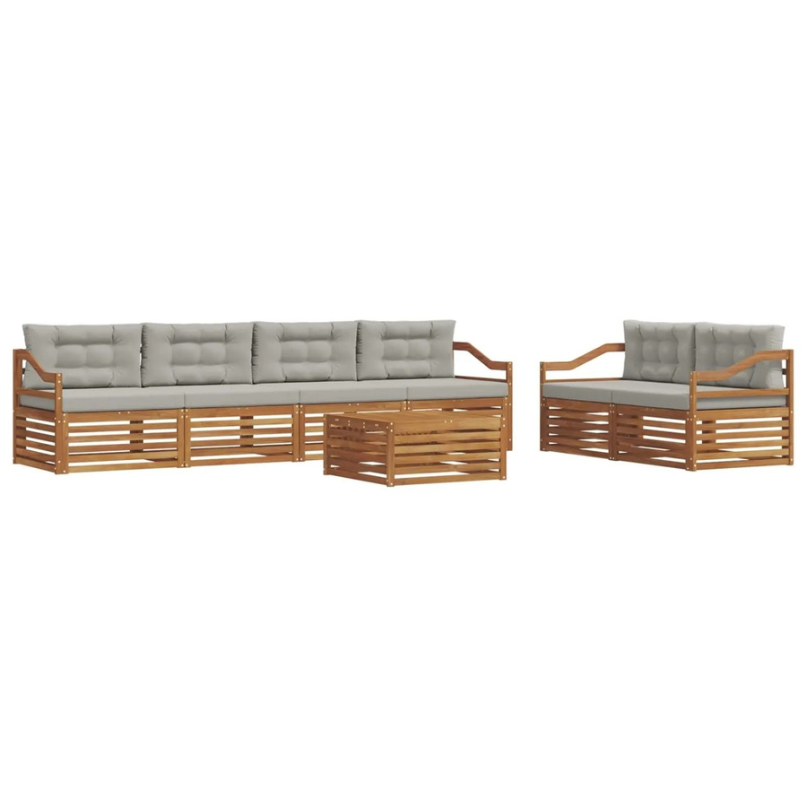 vidaXL Outdoor-Sofagarnitur 7-teilig aus Akazienholz mit Kissen in Beige und Grau - Bild 2