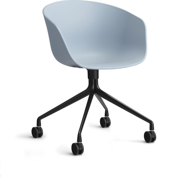 HAY About A Chair AAC 24 Schalensessel in Blau mit Stahlgestell und Drehfunktion - Bild 1