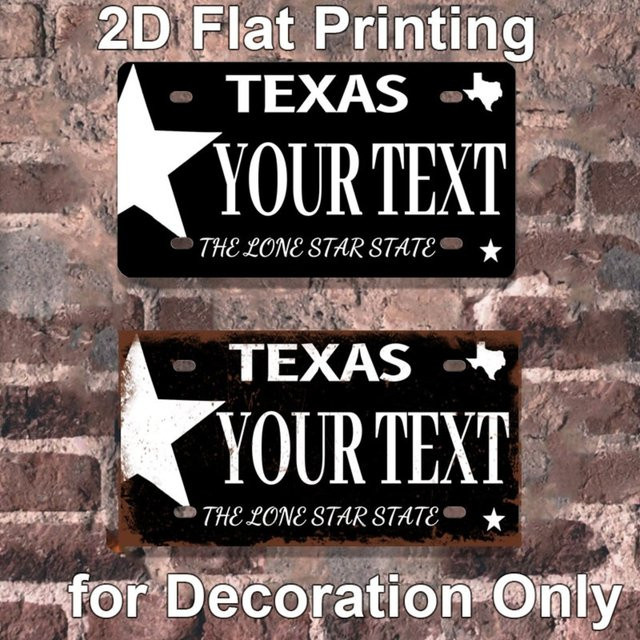 Personalisierte Texas State Aluminiumplatte von Hello Young in Schwarz oder Grün mit individuellem Text, wetterfeste Vintage Wanddeko aus Metall, B/H: 30,5 x 15,2 cm - Bild 1