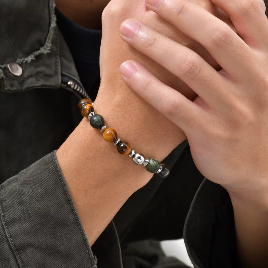 VNOX Naturstein-Armband, Edelstahl, Silber, Herren - Bild 3