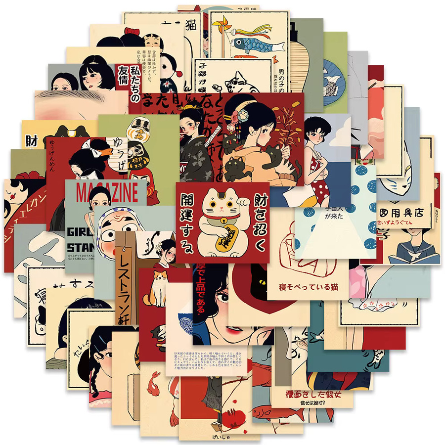 Rspctou Cartoon Frühlings-Tag Japanischer Stil Aufkleber, Mädchen, 10-teiliges Set - Bild 2