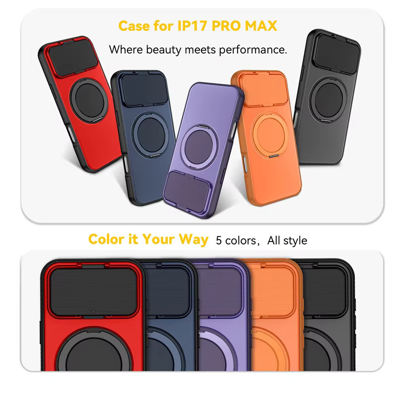 SUNWARD Magnetische Ringhalterung Handyhülle für iPhone 11 bis 16 Pro Max mit MagSafe und Kameraständer in Orange - Bild 6