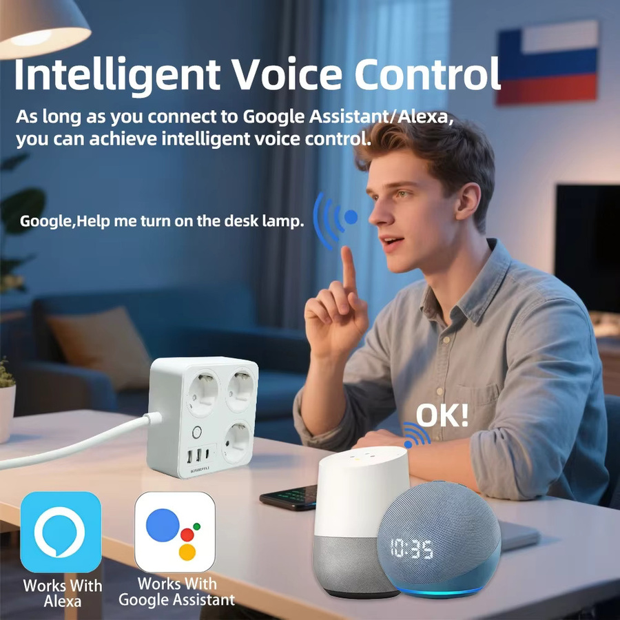BORUIDAPLS Smart Steckdosenleiste ZigBee EU mit PD20W Typ-C, Tuya und eWeLink Unterstützung, Sprachsteuerung, Farbe: Weiß - Bild 3
