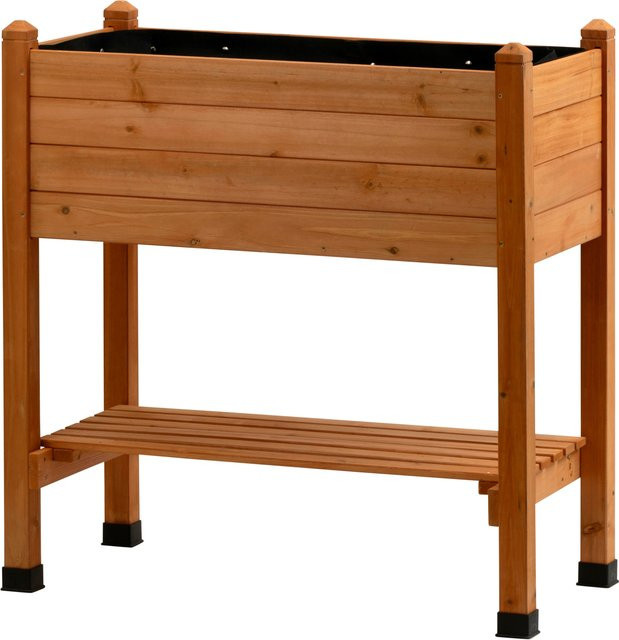 DOBAR Hochbeet aus lasiertem Holz in Braun, L 75 cm, B 37 cm, H 79 cm - Bild 1