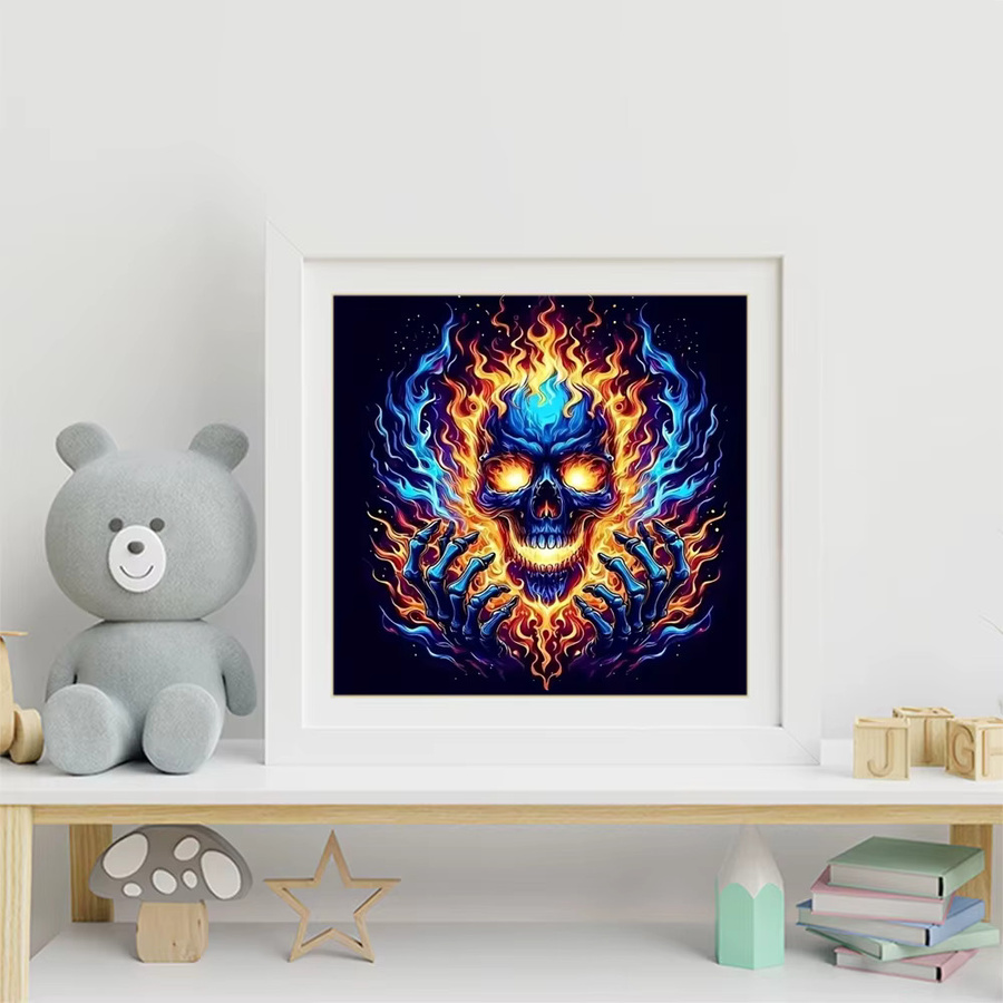 EverShine DIY Skelett-Diamant-Stickerei Horror-Gemälde als Mosaik-Bastelset mit abstrakten Charakteren, Multicolor, B/H: 20 x 20 cm - Bild 3