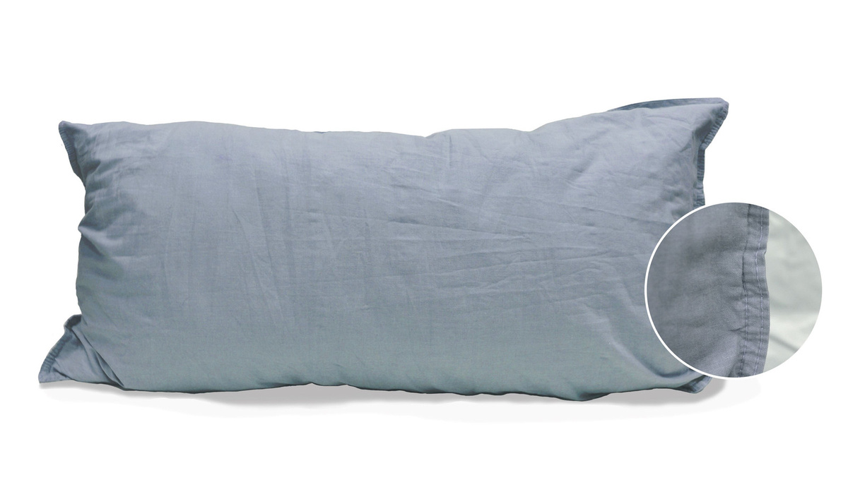 2 Stück Hahn Renforce Kissenbezüge aus Baumwolle, Farbe: stonewashed denim blau, B/H: 40 x 80 cm - Bild 1