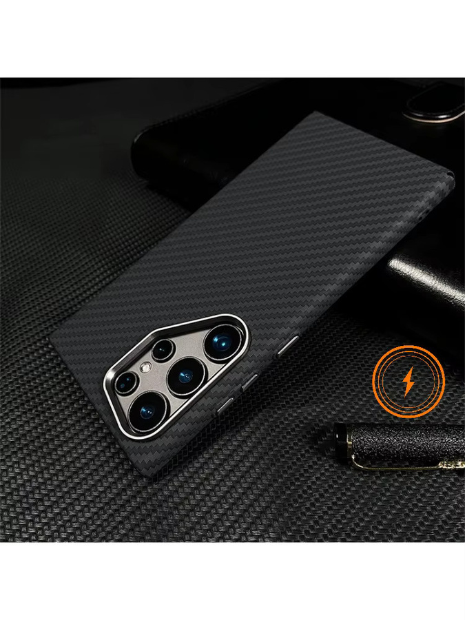 Ultra Slim Handyhülle mit Kohlefaser-Textur für Samsung Galaxy S26 S25 S24 S23 S22 Plus Ultra A56, Magnetisch und Stoßfest, Schwarz - Bild 2