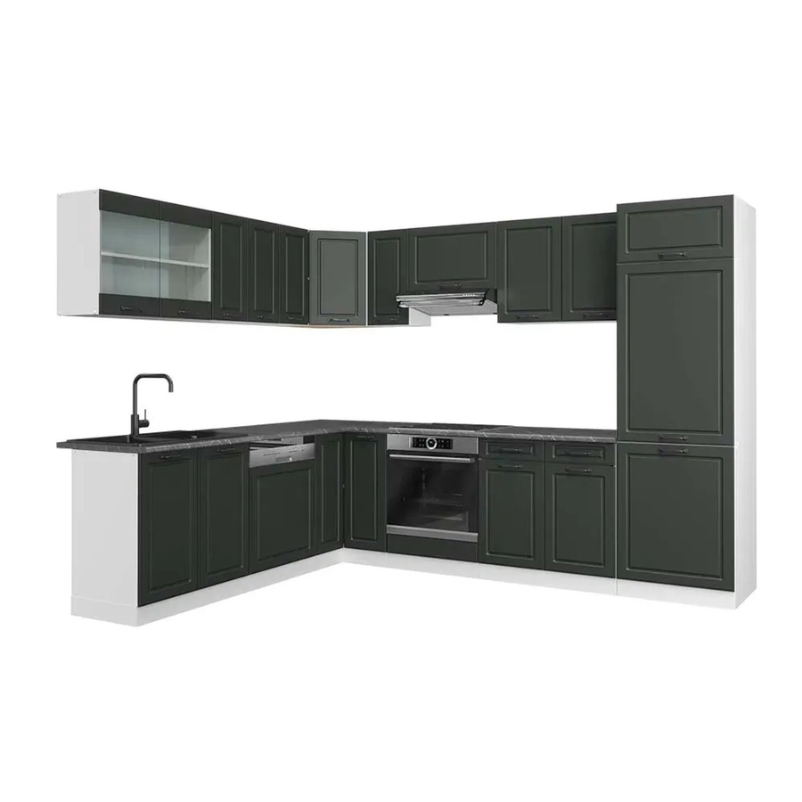 Vicco R-Line Eckküche im Landhausstil in Anthrazit und Weiß B/T/H: 227 x 287 cm - Bild 2