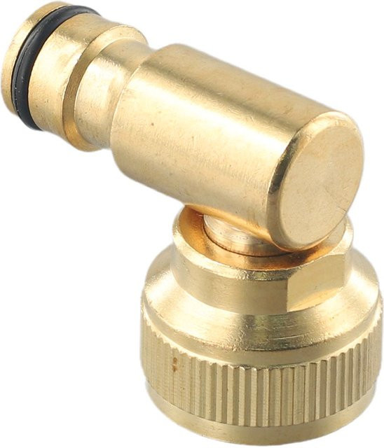 Schnellkupplungs-Stecker für Schlauchaufroller mit flexiblem Winkelgelenk, 3/4 Zoll BSP, Farbe: Gold - Bild 1