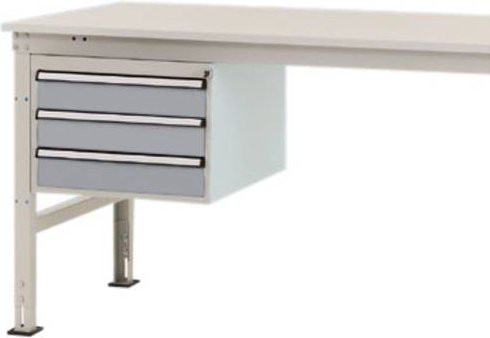 Manuflex ZB4616.9006 Gehäuse-Unterbau Mobil in Weiß und Silber mit 3 Schubfächern, Nutzhöhe: 30 cm, für Tischtiefe: 100 cm - Bild 1