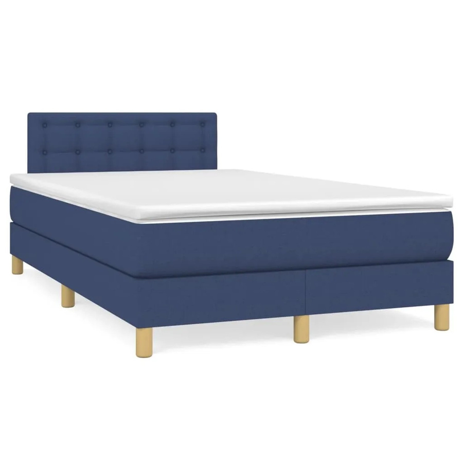 vidaXL Boxspringbett mit Matratze in Blau aus Stoff, Hybrid-Modell mit Taschenfederkern, B/T: 120 x 200 cm - Bild 2