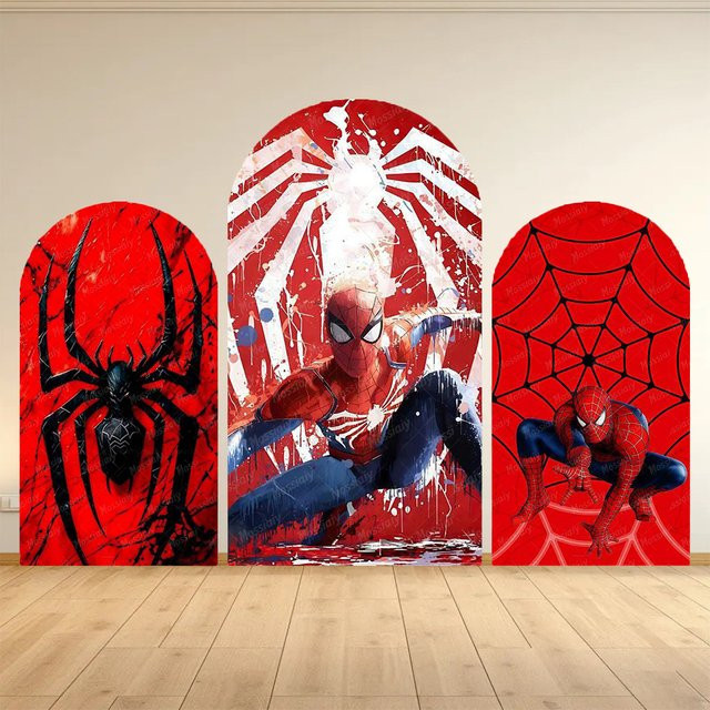 Marvel Spider-Man Bogenförmiger Fotohintergrund aus elastischem Stoff für Kindergeburtstage, Hasbro, Mehrfarbig, B/H: 50 x 50 cm - Bild 1