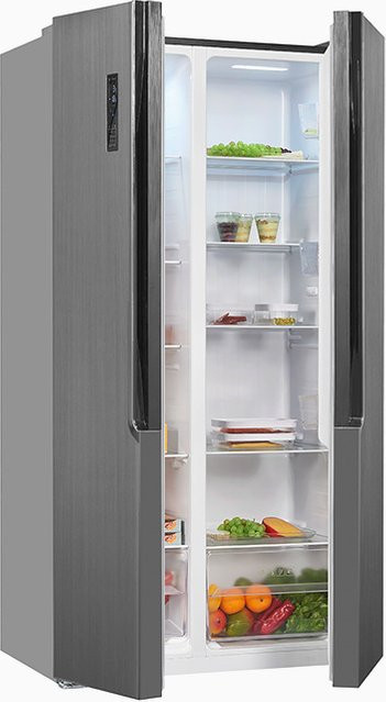 Exquisit Side by Side Kühlschrank SBS135-040F in Silver, Edelstahl-Optik, freistehend - Bild 1