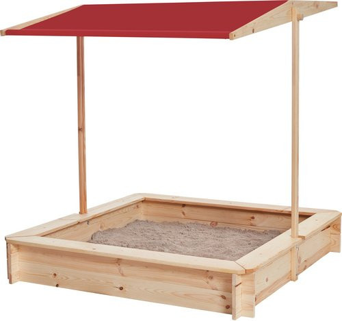 HAPPY PEOPLE Sandkasten aus Holz in Rot und Braun, B/T/H: 118 x 118 x 118 cm - Bild 1
