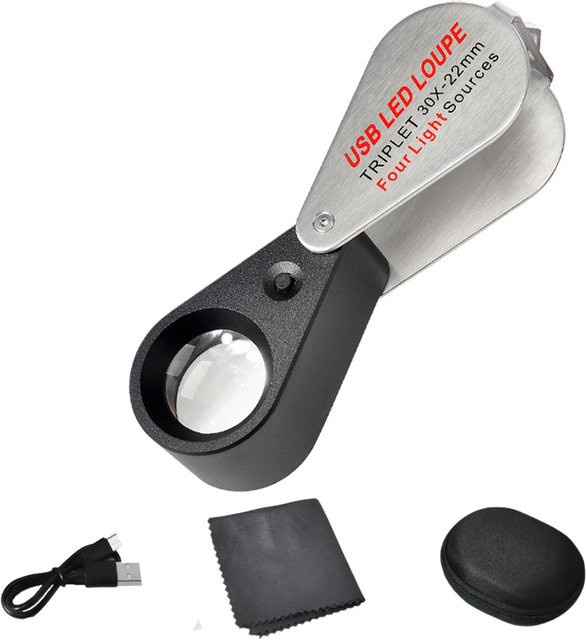 Foreverchic Handlupe 30x, mit LED-Licht, Schwarz - Bild 1