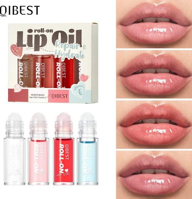 QIBEST Lippenöl-Set, Roll-On, Farblos, Transparent, Glänzend, Unisex - Bild 1