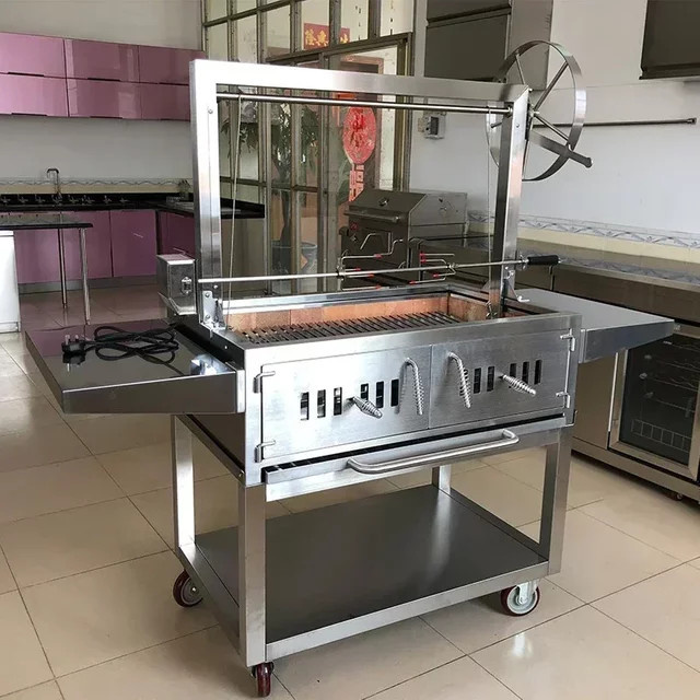 Amerikanischer BBQ-Grill aus Edelstahl in Silber mit Standfuß für Garten und Outdoor - Bild 1
