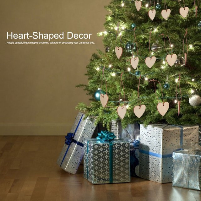 TOPINCN Herzförmige DIY-Handwerk-Hängedekoration aus Holz in Beige als Ornament für Hochzeit und Weihnachten - Bild 1