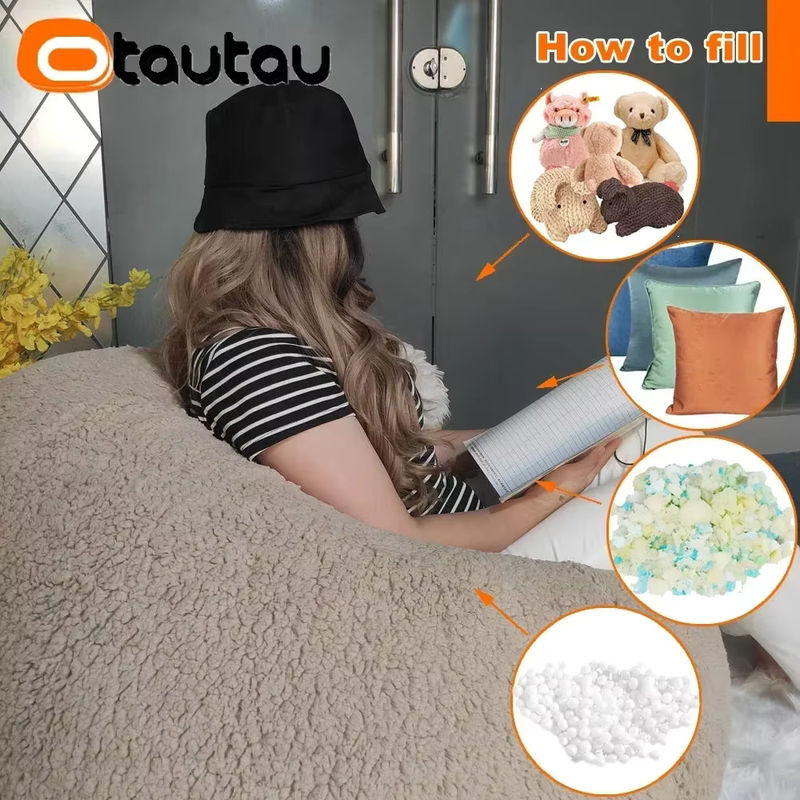 OTAUTAU Sitzsack-Pouf-Abdeckung DD007 aus Fleece in Beige und Gelb - Bild 3