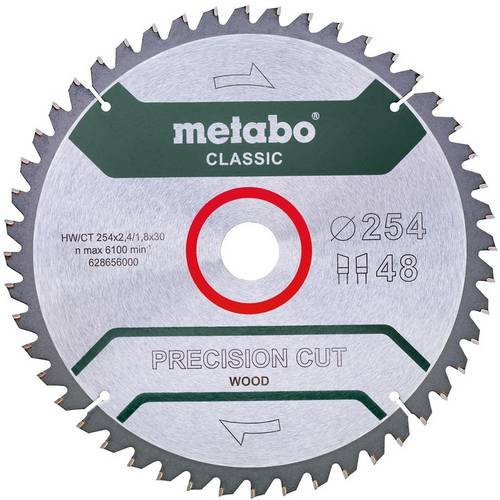 Metabo PRECISION CUT WOOD CLASSIC Kreissägeblatt für Holz, Farbe: Silber, Durchmesser: 254 mm, Bohrung: 30 mm, Blattstärke: 1,8 mm, Zähneanzahl: 48 - Bild 1