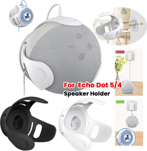 VODOOL Wandhalterung für Amazon Alexa Echo Dot 5 4 3 Generation mit Kabelmanagement-Ständer in Schwarz oder Weiß - Bild 1