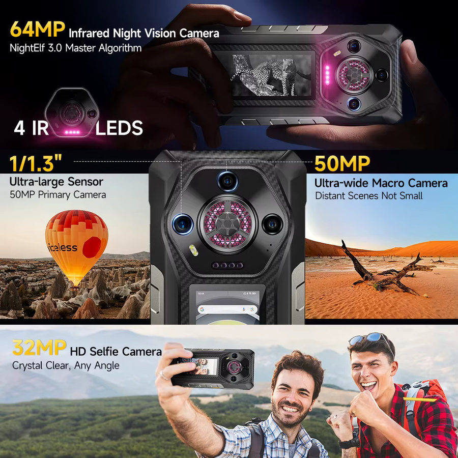 Ulefone Armor 30 Pro 5G Robustes Android-Smartphone in Schwarz mit 6,95 Zoll Display, 512 GB ROM, 12800 mAh Akku, 64 MP Nachtkamera und NFC - Bild 3