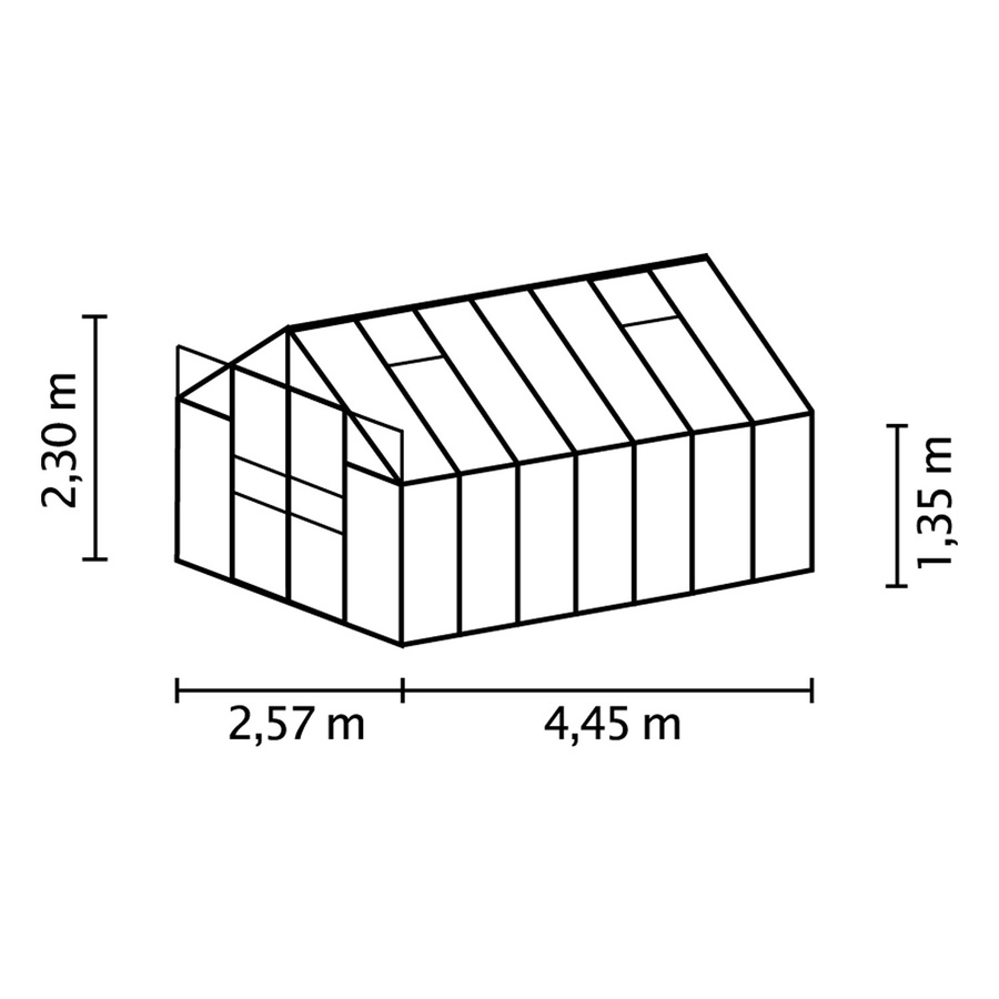 Vitavia Gewächshaus Mars 11500 in Schwarz mit 11,5 m² Fläche, ESG-Glas und Doppelschiebetür - Bild 2