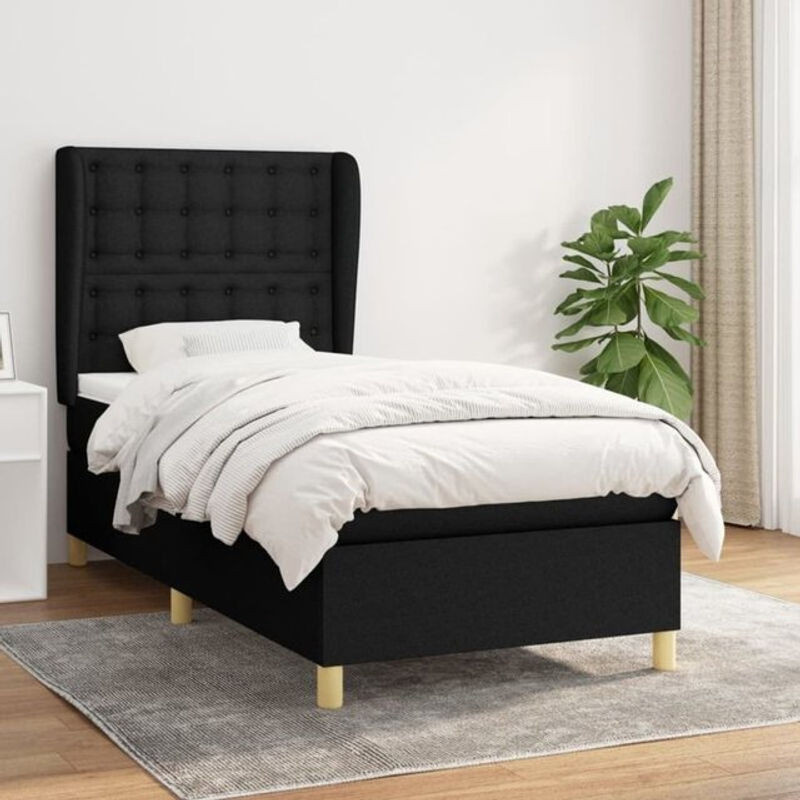 Vidaxl Boxspringbett mit Matratze in Schwarz aus Stoff, B/T: 100 x 200 cm - Bild 1