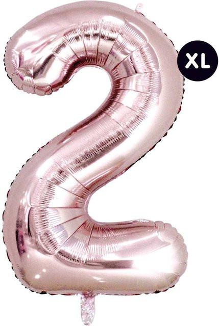 Rico Design Folienballon Zahl 2 in Rosa, Höhe: 86 cm - Bild 1