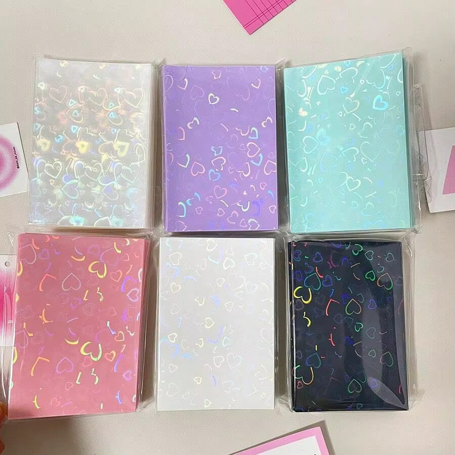 50 Stück Laser-Schutzfolien mit herzförmigem Muster in Multicolour für Ausweise, Studentenausweise und Spielkarten - Bild 2