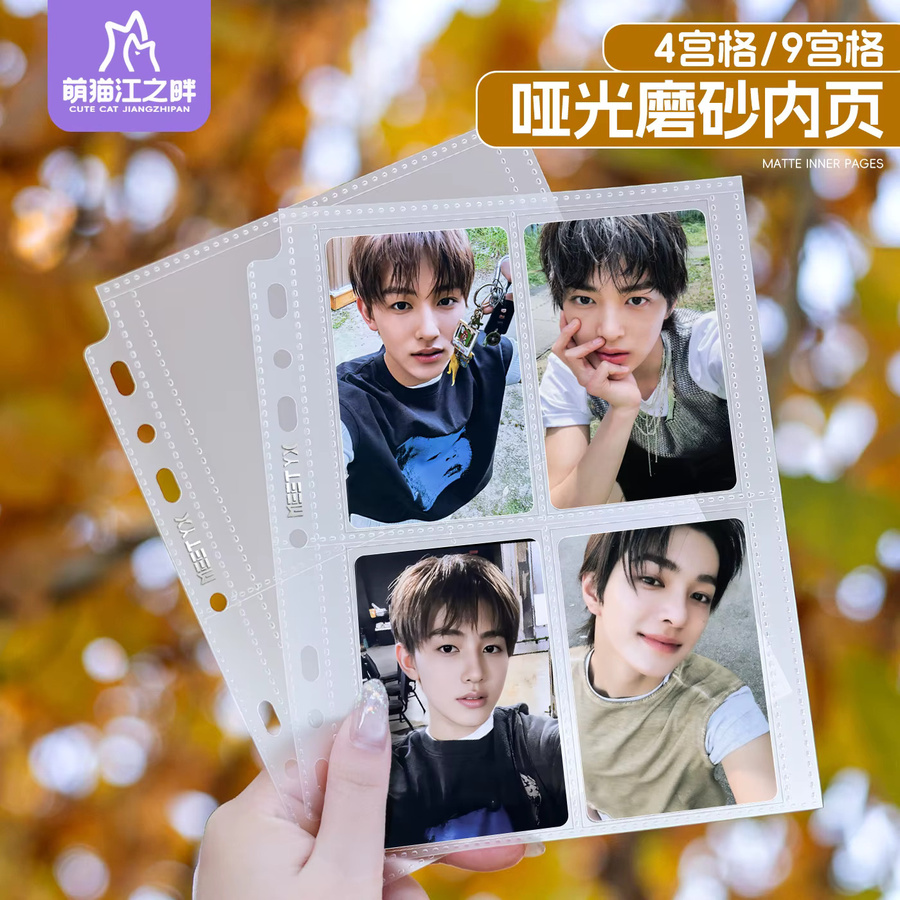 MEET YX Matte Fotoseiten-Nachfüllung für A4 und A5 Ordner mit 4/9-Gitter-Design für 3 x 3,5 Zoll Fotokarten, transparent und kompatibel mit INSTAX sowie Polaroid-Alben - Bild 2