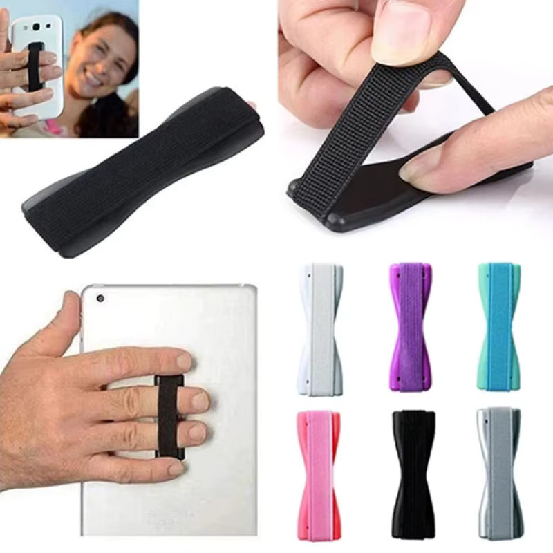 VIKEFON Selbstklebender Fingerring-Telefonhalter in Schwarz, tragbare Mini-Handyhalterung mit elastischem Seil für iPhone, Samsung und Xiaomi - Bild 4