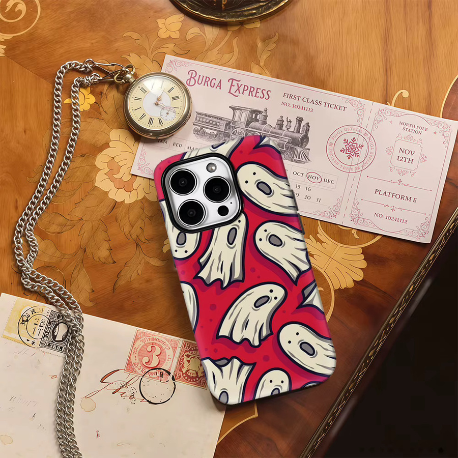 Red Ghost Handyhülle für iPhone 17 Pro Max Plus 16 15 14 13 12 11 in Rot mit doppelschichtiger Rückseite - Bild 4